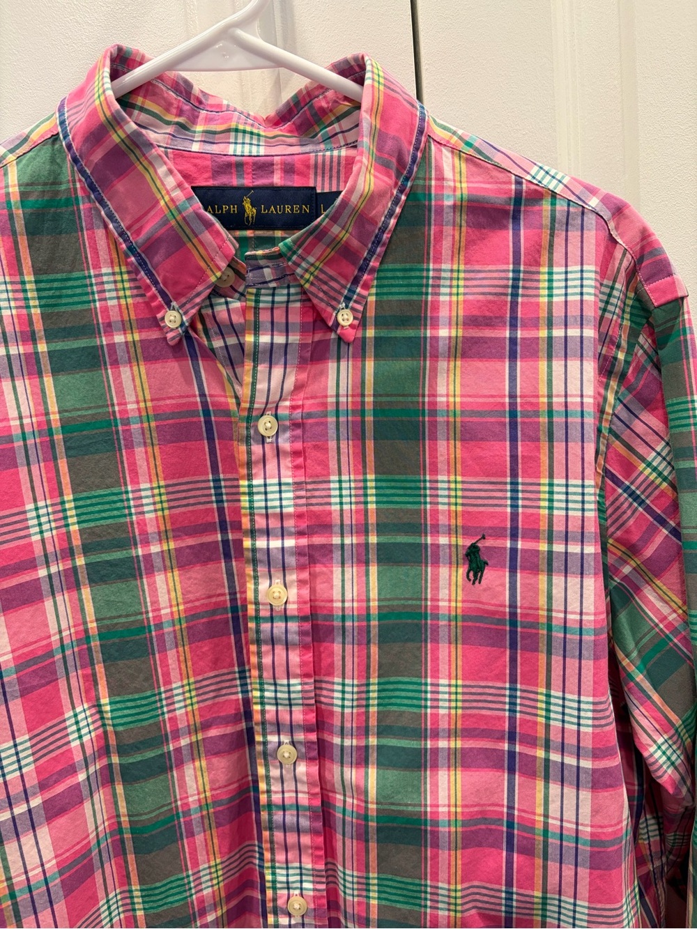 Ralph Lauren Pink & Green Plaid Button-Down Shirt
